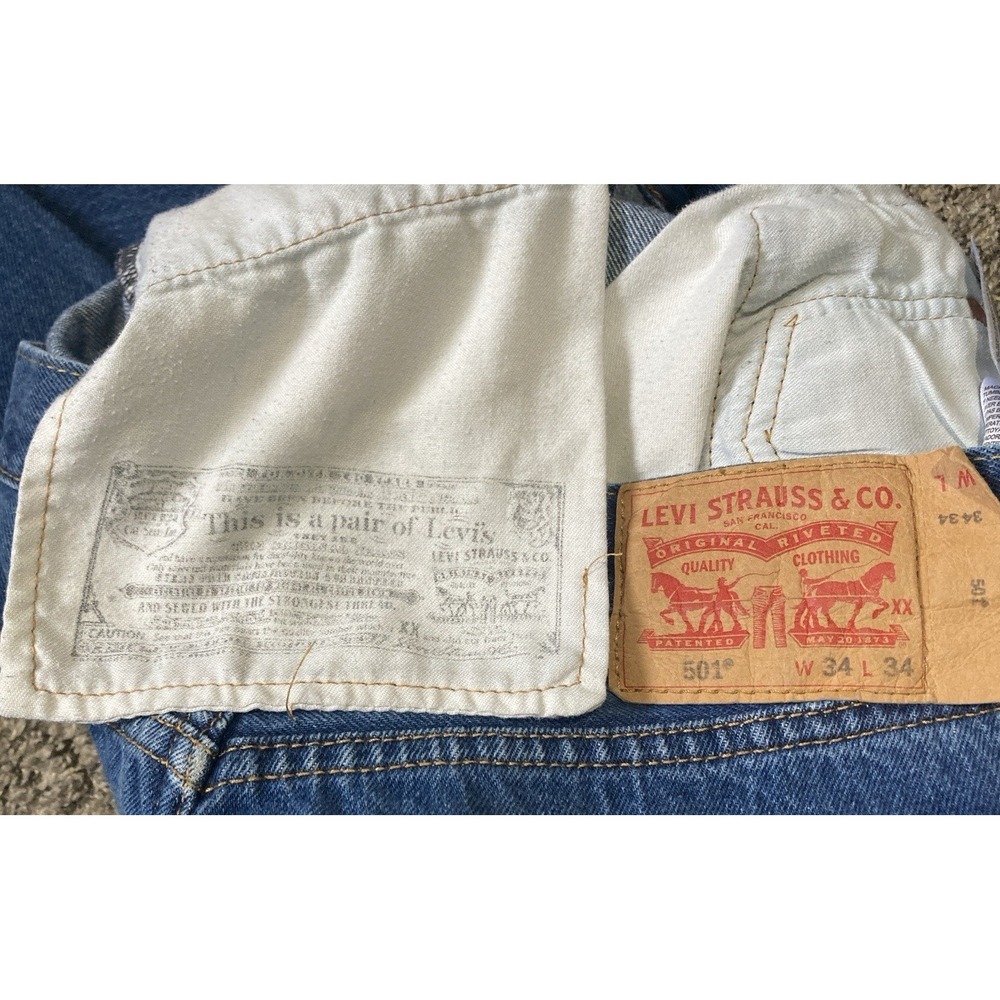 Levi's 501 XX Jeans Mens W34 L34 Actual 34x29 Button Fly Straight Leg Vintage - Picture 8 of 13